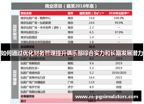 如何通过优化财务管理提升俱乐部综合实力和长期发展潜力