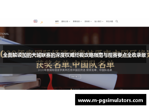 全面解读加的夫城联赛的深度权威终极攻略指南与观赛要点全收录版